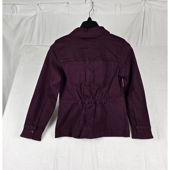 Universal Standard Women’s Plum Cotton-Blend Utility Jean Jacket 4XS Snap Front - Picture 2 of 11